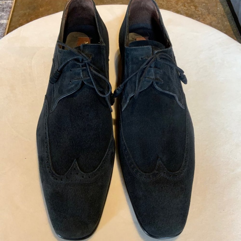 "MEZLAN" Black Suede Wing Tip Shoe Size 10